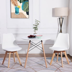 Chaise scandinave blanche GABBY - Coque en résine et pieds en bois naturel