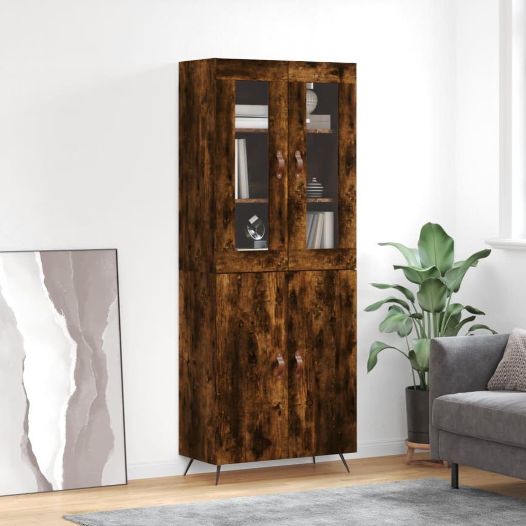 Credenza Rovere Fumo 70x42,5x185 cm in Legno Multistrato