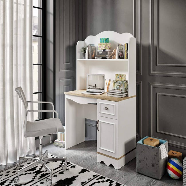 Bureau avec étagères, porte et tiroir L138,5cm Pacolo Chêne