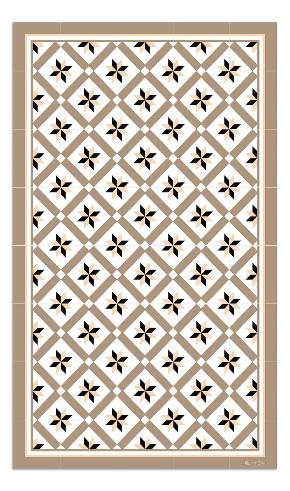 Alfombra de vinilo hidráulica 24 marrón 200x200 cm pvc cocina salón comedor