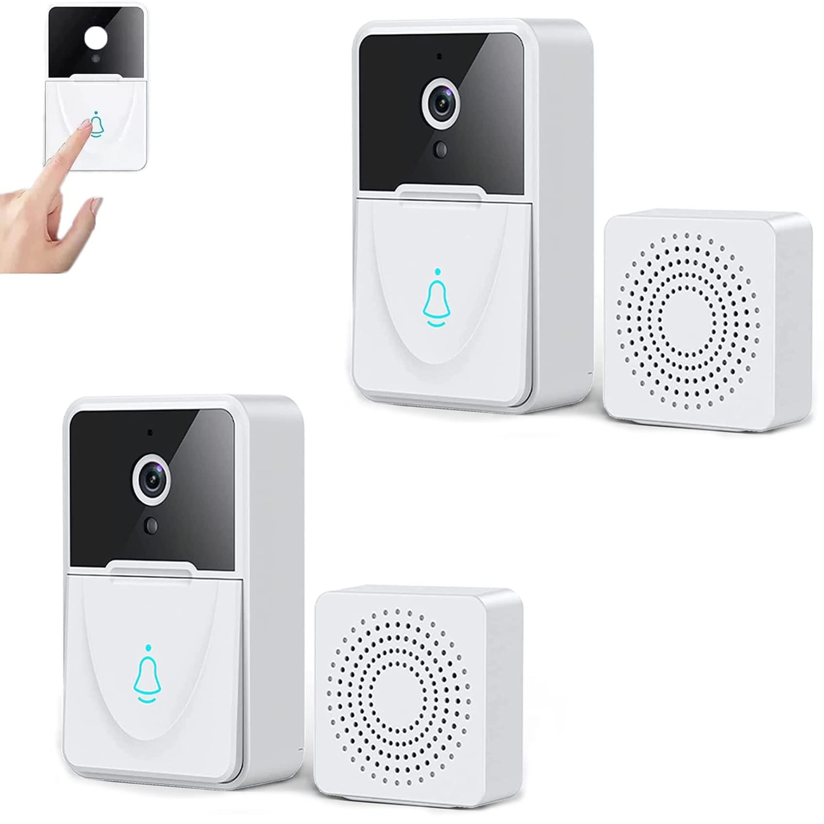 Sonnette sans fil 2 pièces, sonnette vidéo intelligente avec caméra de ...