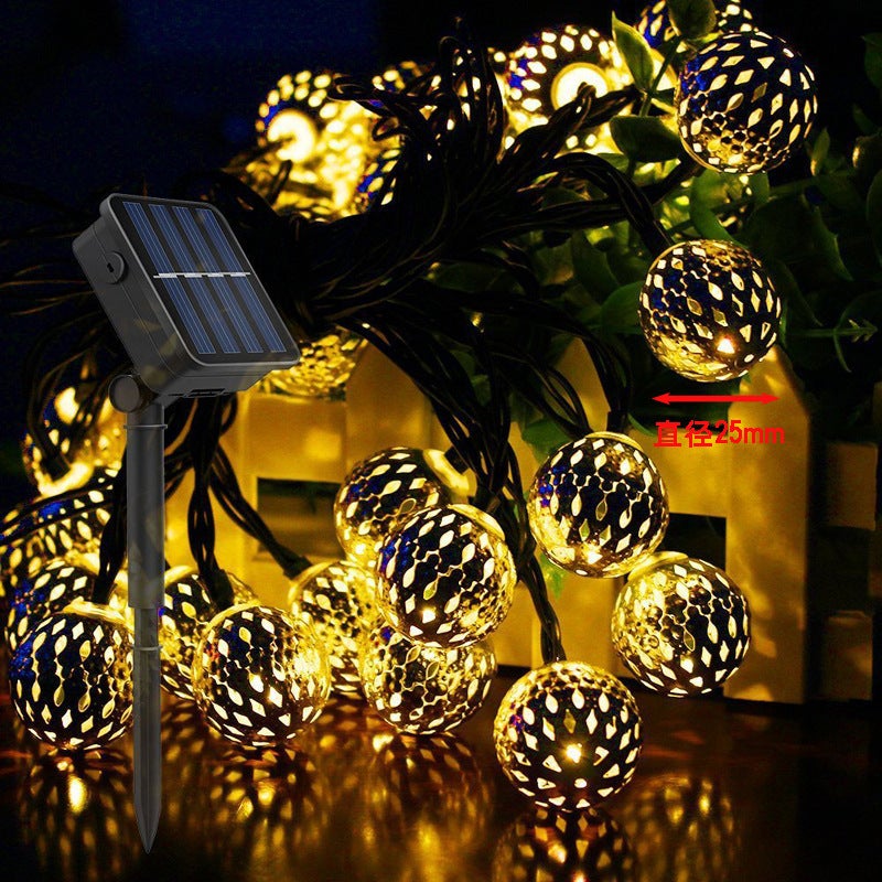 Lampes solaires d'extérieur de 5 m avec 20 LED et 8 modes d'éclairage,  étanches, pour tonnelles de jardin, terrasse (blanc chaud)