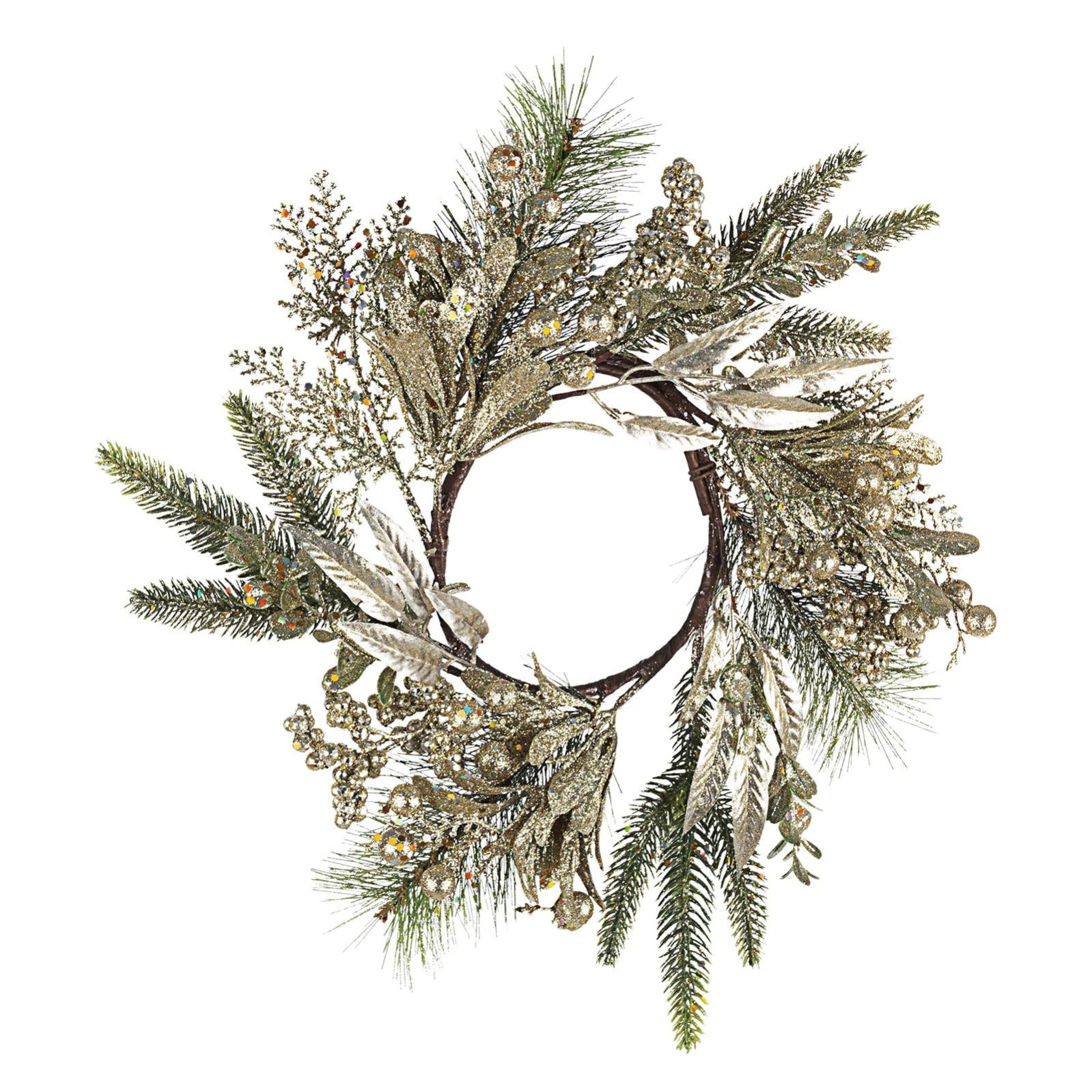 Couronne De L'Avent Blanche COM-FOUR® - Déco Noël Avec Paillettes, Ø 32 Cm, Pour Porte, Table Ou Mur