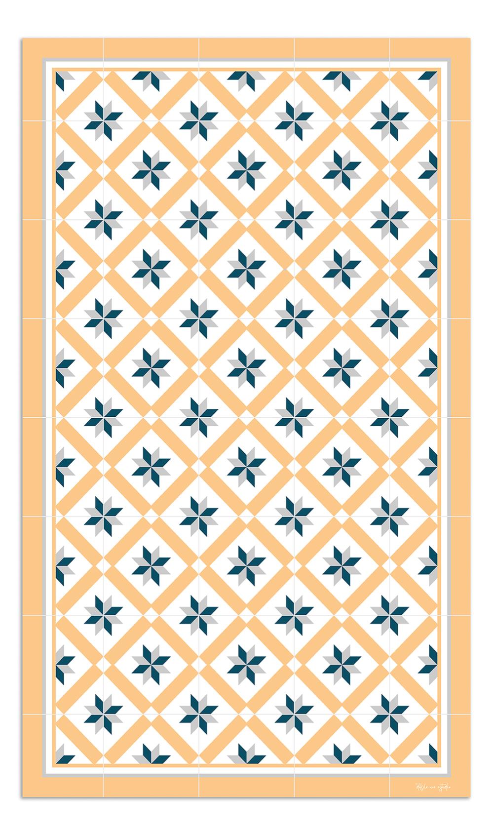 Alfombra de vinilo hidráulica 24 amarilla 200x200 cm pvc cocina salón comedor
