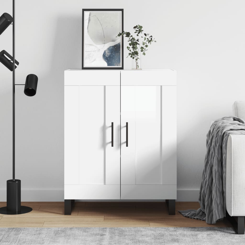 Vidaxl aparador de madera contrachapada blanco brillante 69,5x34x90 cm