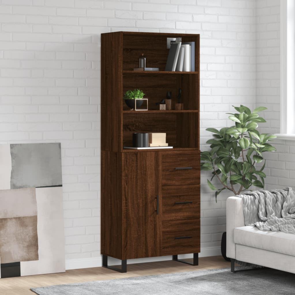 Vidaxl aparador alto madera contrachapada marrón roble 69,5x34x180 cm