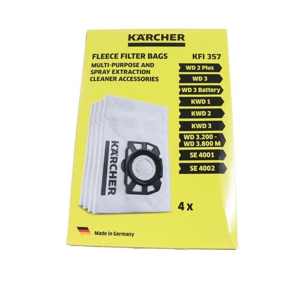 Kärcher Sac Filtrant en Non-tissé KFI 357 | 23 × 20 cm | 4 pièces