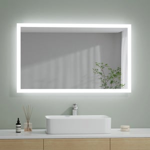 Miroir LED Racale pour salle de bain 80 x 60 cm blanc pro.tec