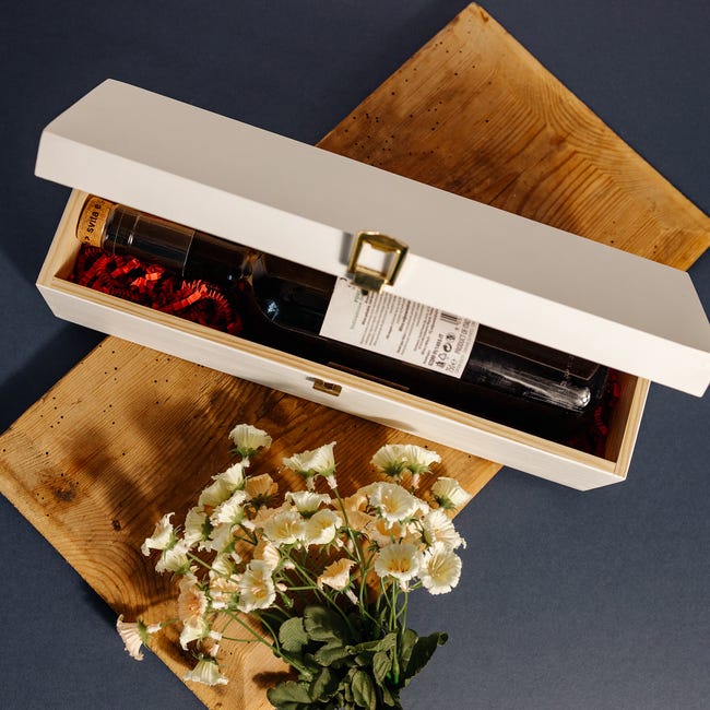 Creative Deco Boîte Caisse à Vin en Bois Blanc