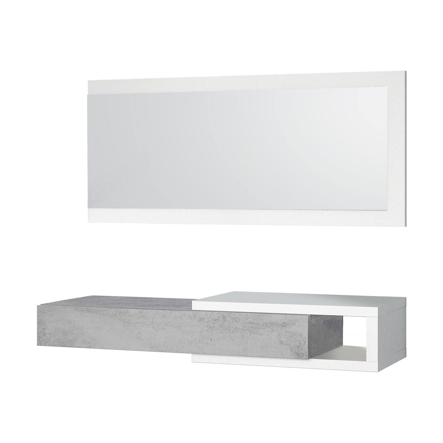 Mobile da ingresso Dhasi, Entratina reversibile con specchio, Mobile per  atrio con cassetto, 95x26h69 cm, Bianco e Cemento