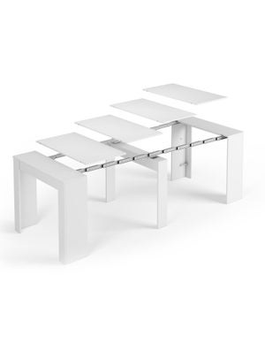 Tavolo da pranzo allungabile moderno 150/190cm bianco lucido design sala  DUNCAN