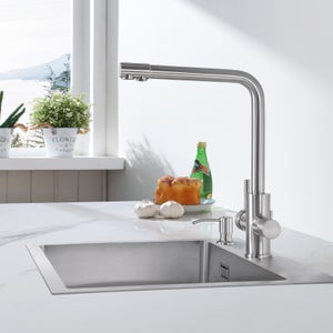 Robinet de cuisine filtré robinet d'eau robinet purificateur en laiton  double robinet d'eau potable robinet mitigeur d'évier, TYPE A, Chrome