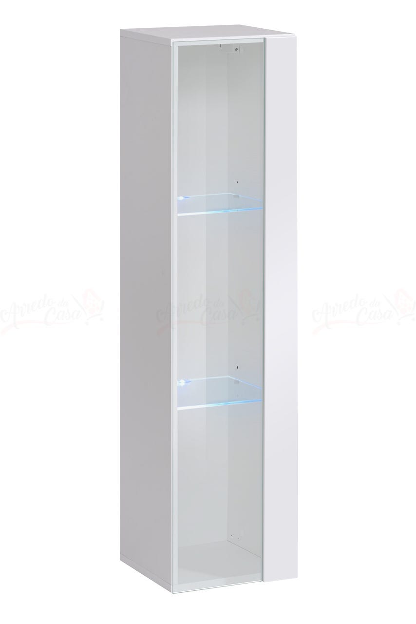 Vetrinetta a colonna design moderno da soggiorno con LED VP17 30x120 bianco