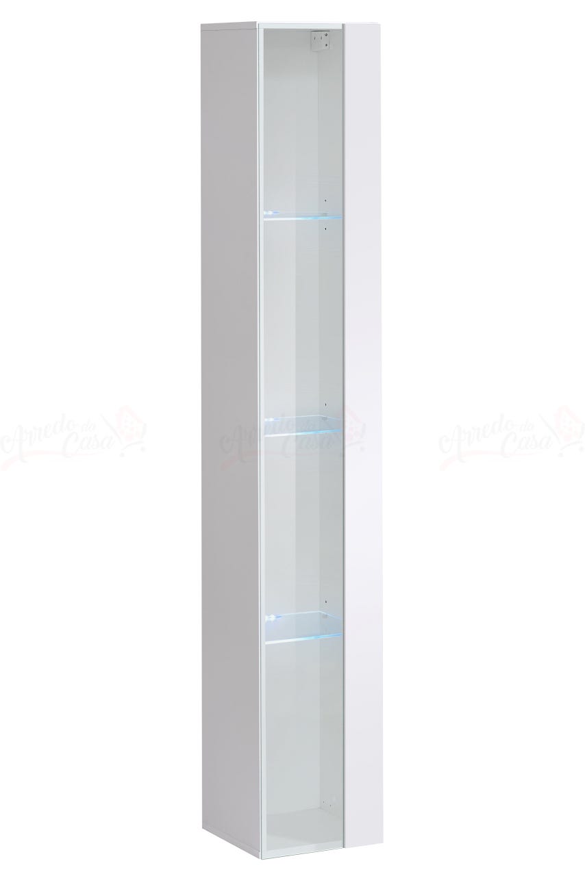 Vetrina a colonna design moderno da soggiorno con LED VP16 30x180 bianco