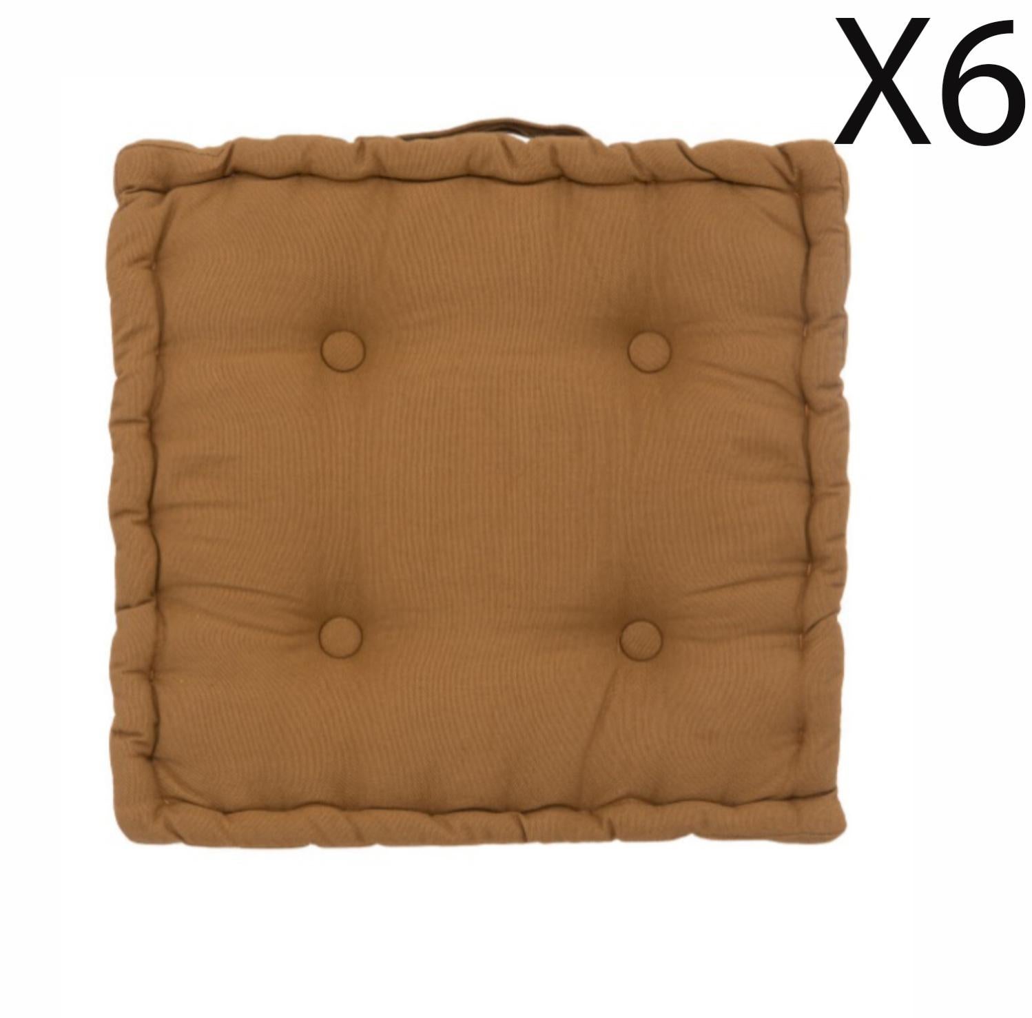 Lot De 6 Coussins De Chaise Enfant Carrés 40x40x6 Cm - Portable Avec Poignées Et Housse Cuir