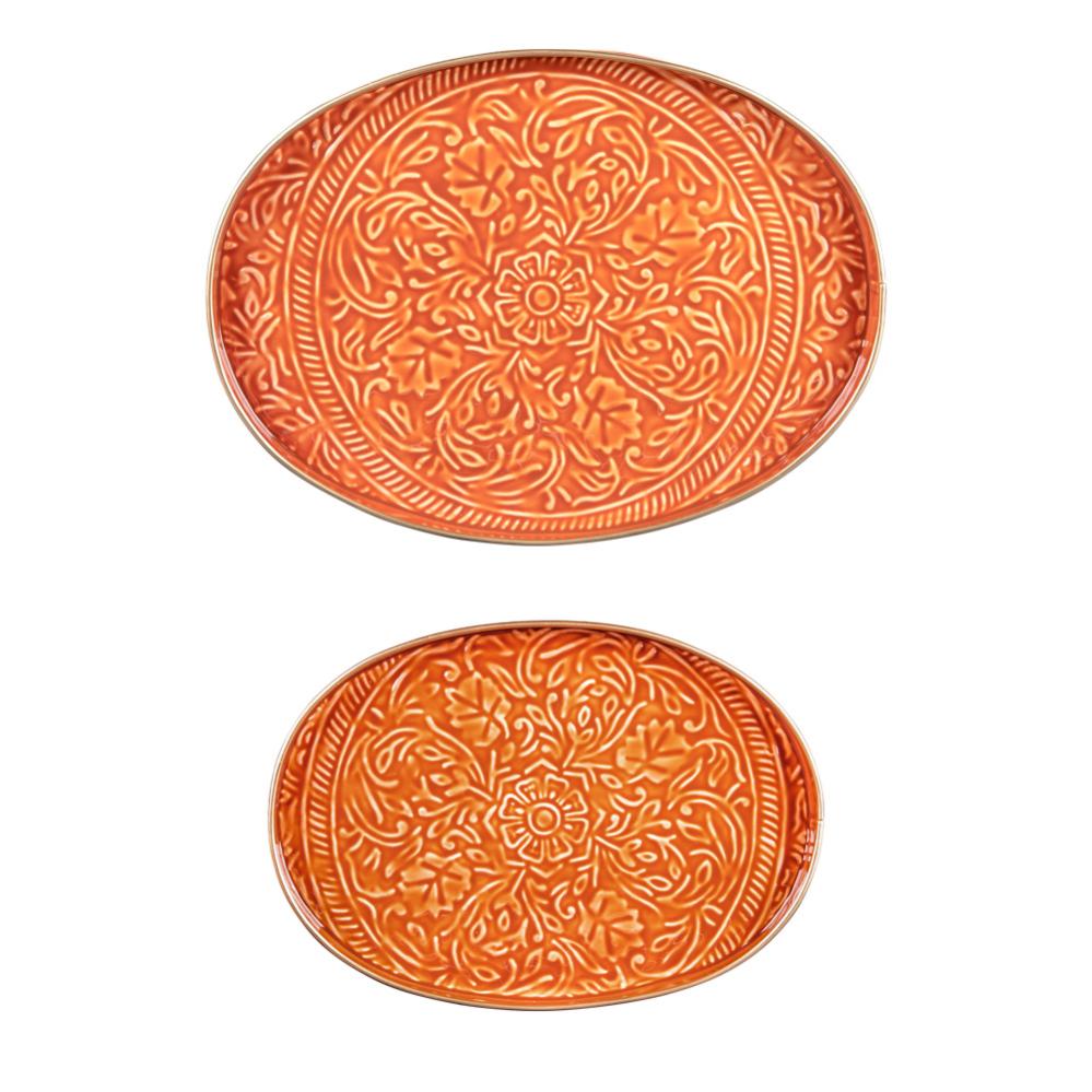 Plat Ovale En Verre Orange – Vintage – Déco Années 70