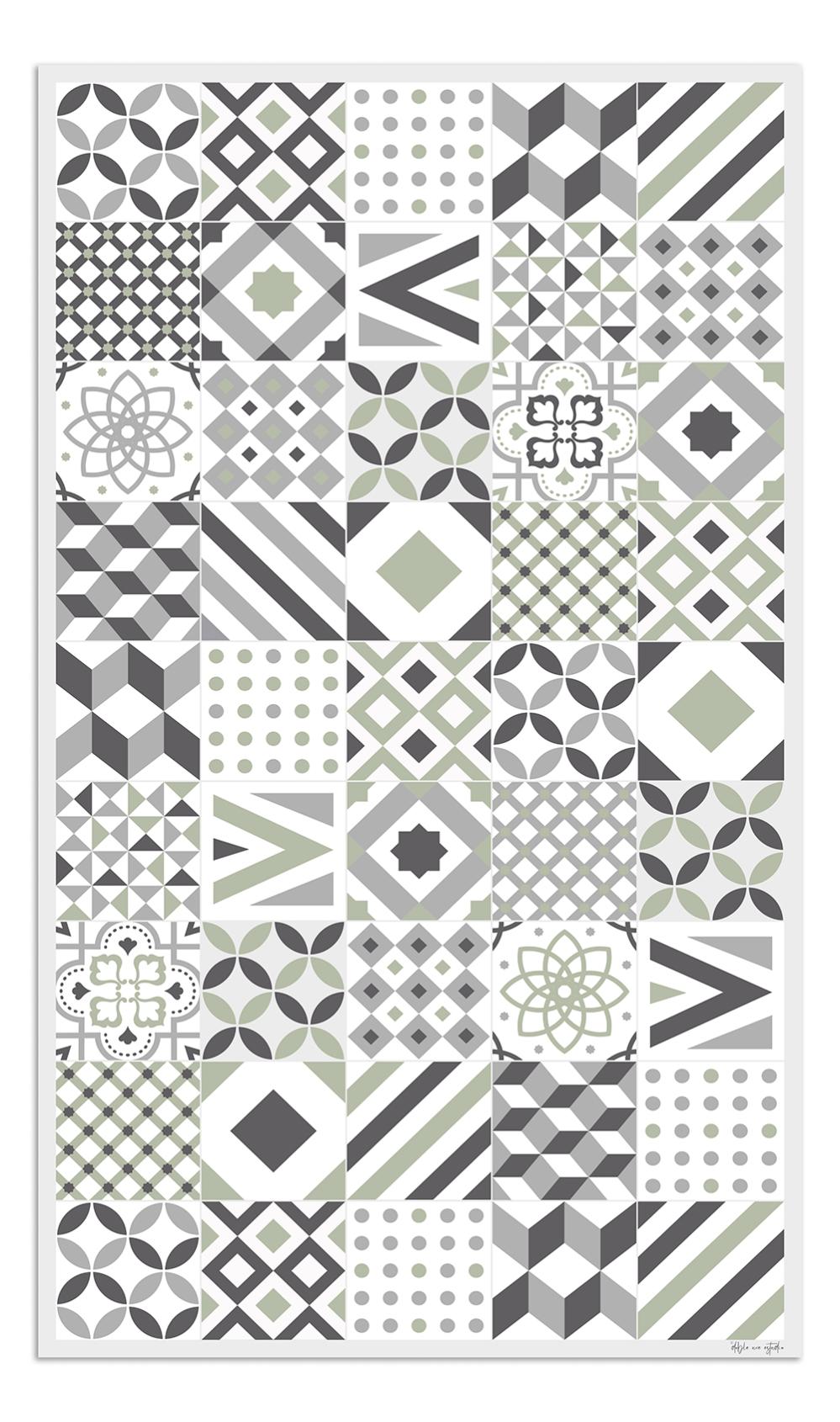 Alfombra de vinilo hidráulica 18 verde 65x300 cm pvc cocina salón comedor