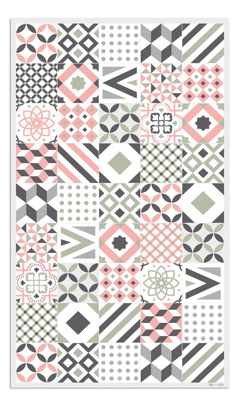 Alfombra de vinilo hidráulica 18 rosa 65x140 cm pvc cocina salón comedor