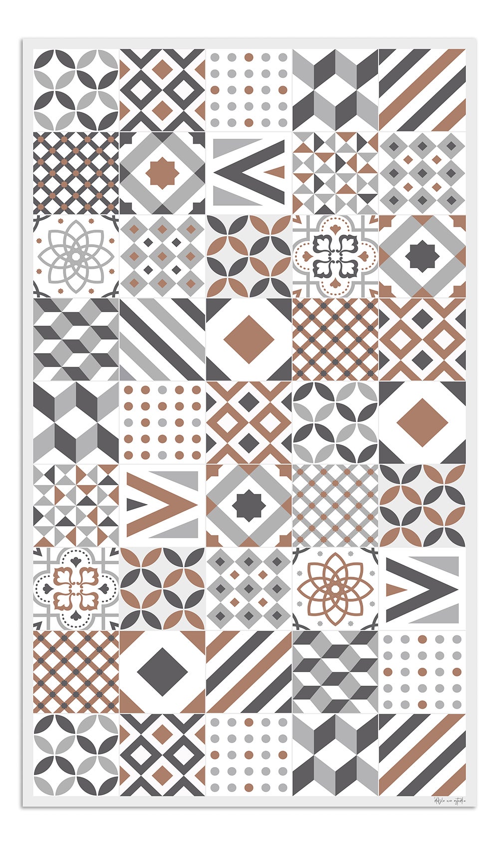 Alfombra de vinilo hidráulica 18 marrón 65x300 cm pvc cocina salón comedor