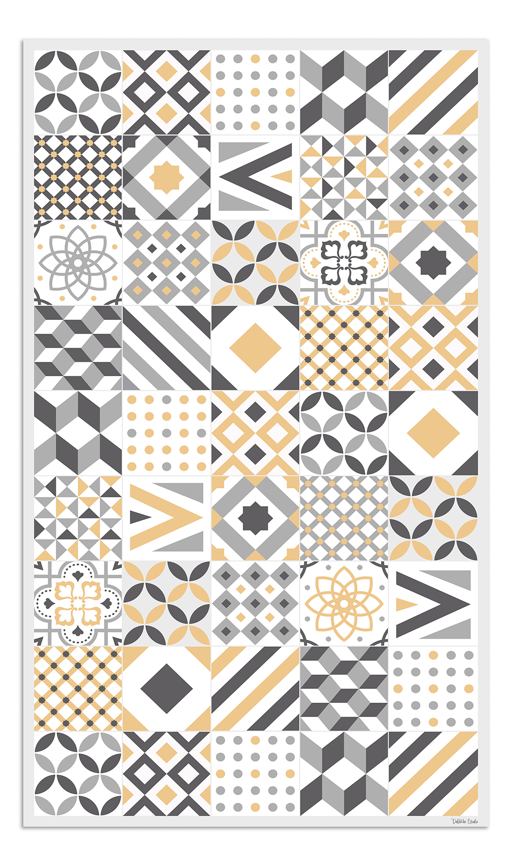 Alfombra de vinilo hidráulica 18 amarilla 200x200 cm pvc cocina salón comedor