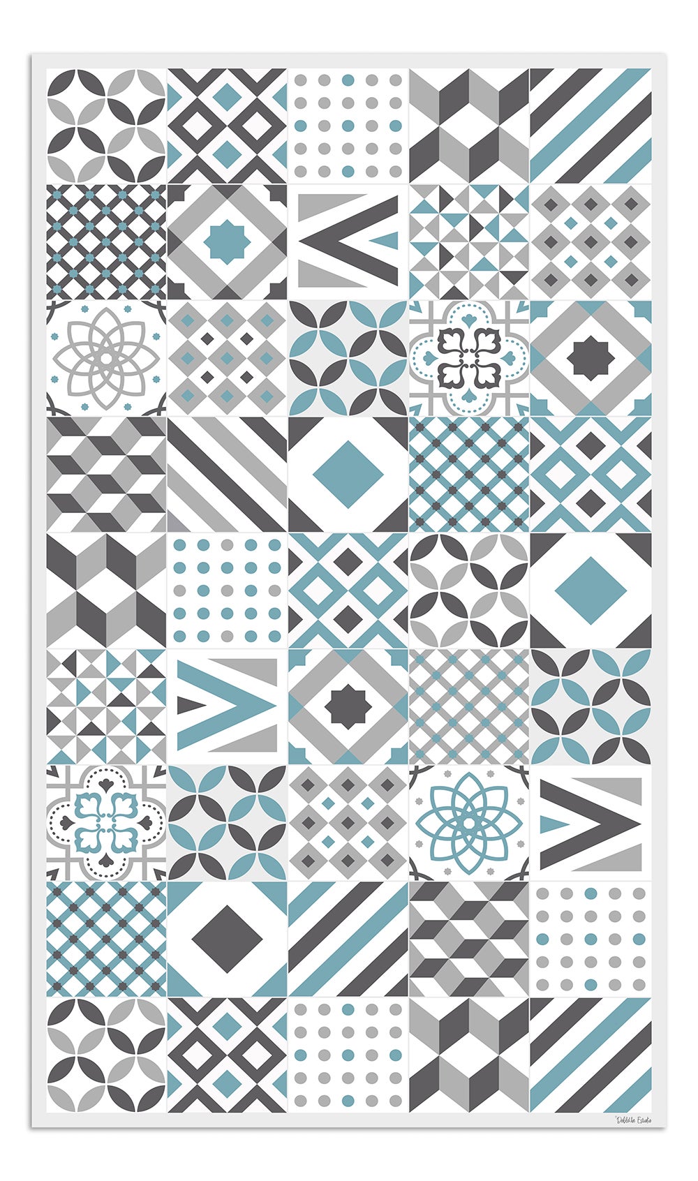 Alfombra de vinilo hidráulica 18 azul 65x140 cm pvc cocina salón comedor
