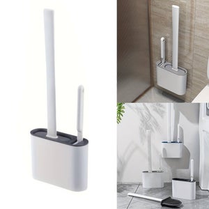 Shamdon Home Collection Brosse WC plate en silicone avec support, ensemble brosse  WC en silicone flexible et support pour salle de bain : :  Cuisine et maison