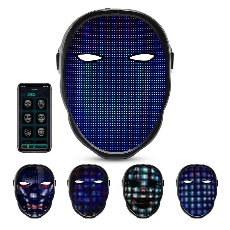 Masque LED Halloween Carnaval Fête Cosplay Masque d'horreur programmable  App contrôlé par des gestes Décorations de Fête