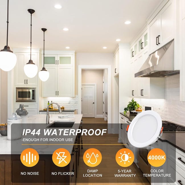 Kit spot LED étanche, Blanc chaud, spécial salle de bains 