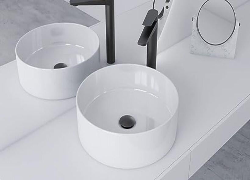 LuxuryBain- Bonde de Lavabo universelle avec trop plein noir, vasque, evier, Bonde Pop Up (push-up) Automatique - 2