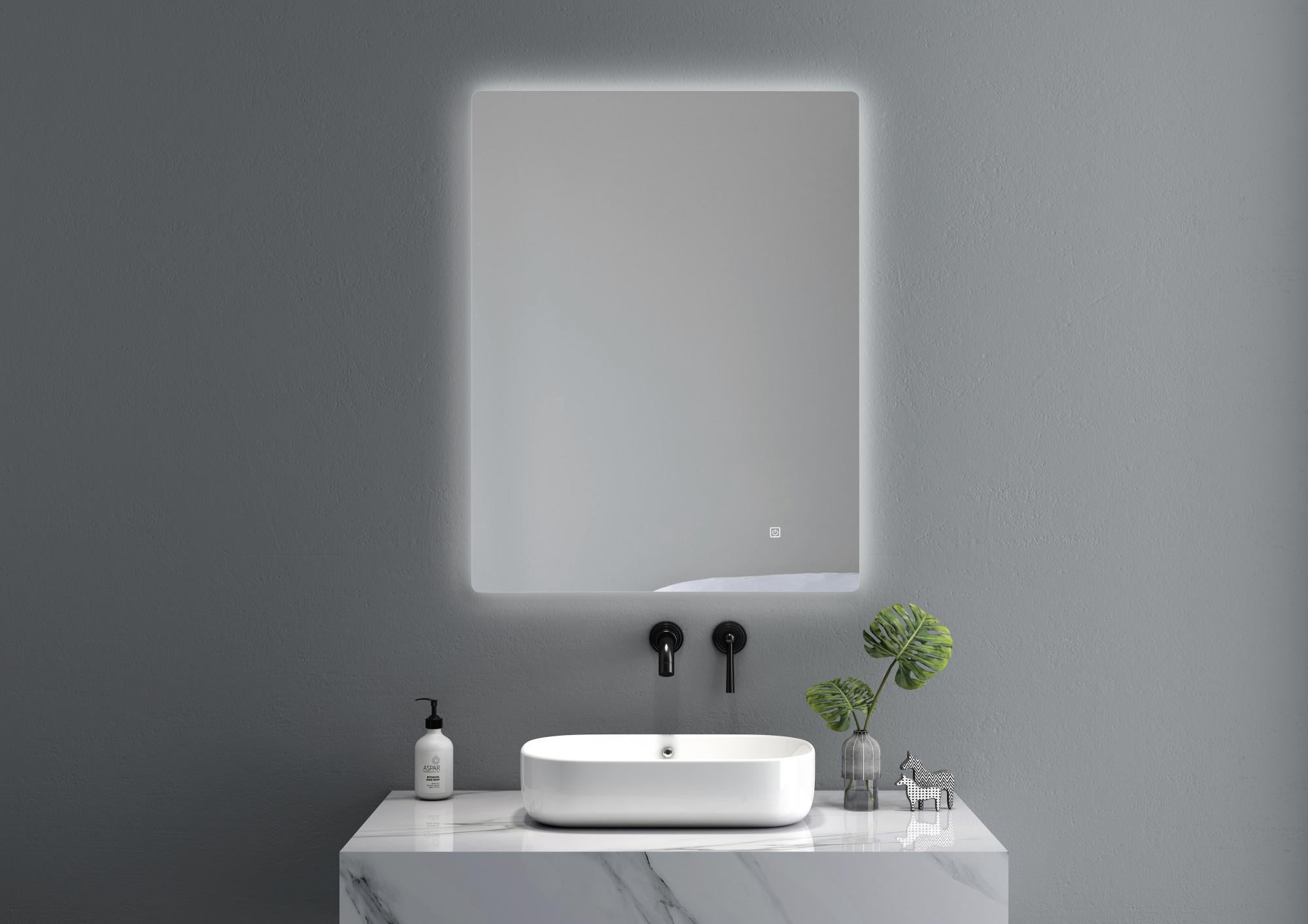 LuxuryBain- Miroir de salle de bain LED 50x70cm à luminosité variable