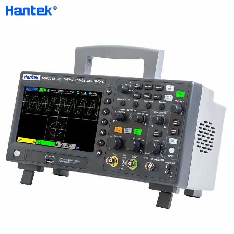Oscilloscopio digitale Hantek DSO2C10 2CH 1GSa/S Oscilloscopio a memoria  Larghezza di banda 100MHZ Portatile