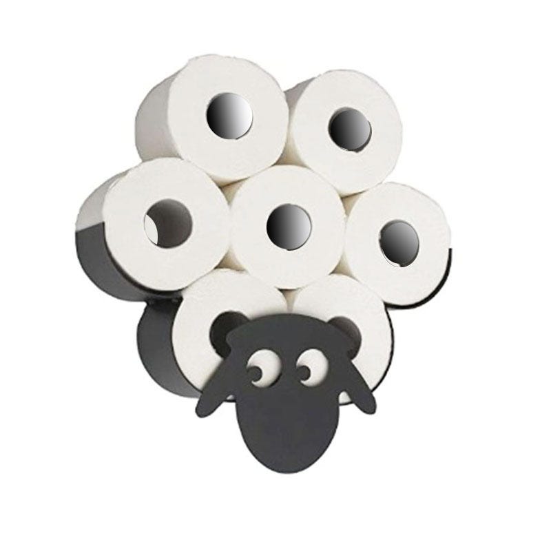 Porte-papier toilette mouton noir – Rangement amusant pour papier toilette  en forme d'animal pouvant contenir 7 rouleaux pour salle de bain