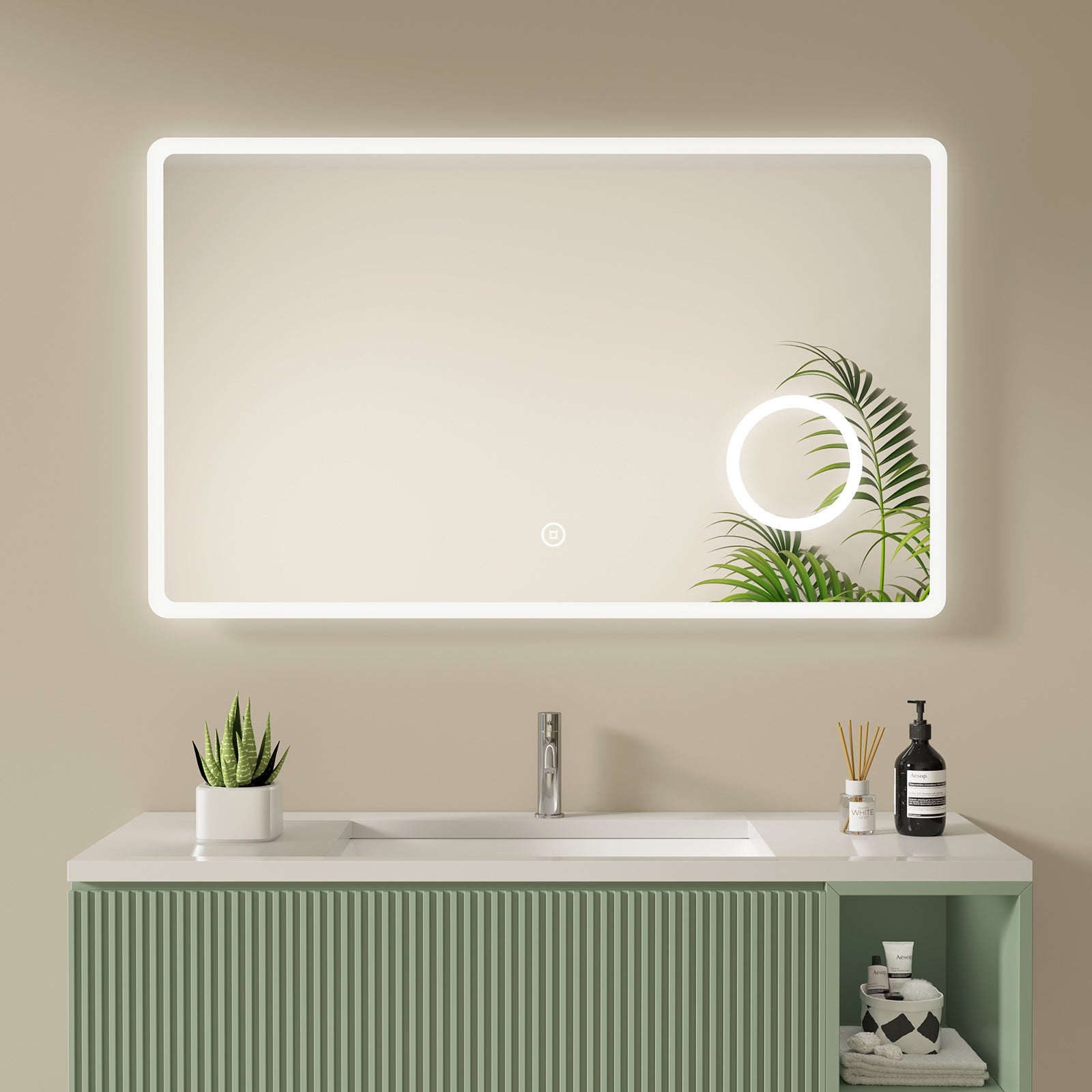 OCEAN Miroir Lumineux à LED Réglable Intelligent 140x80cm, Miroir