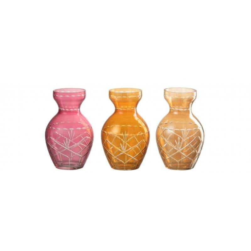 Set de 3 vases à carreaux en verre multicouleur 9x9x15 cm Leroy Merlin