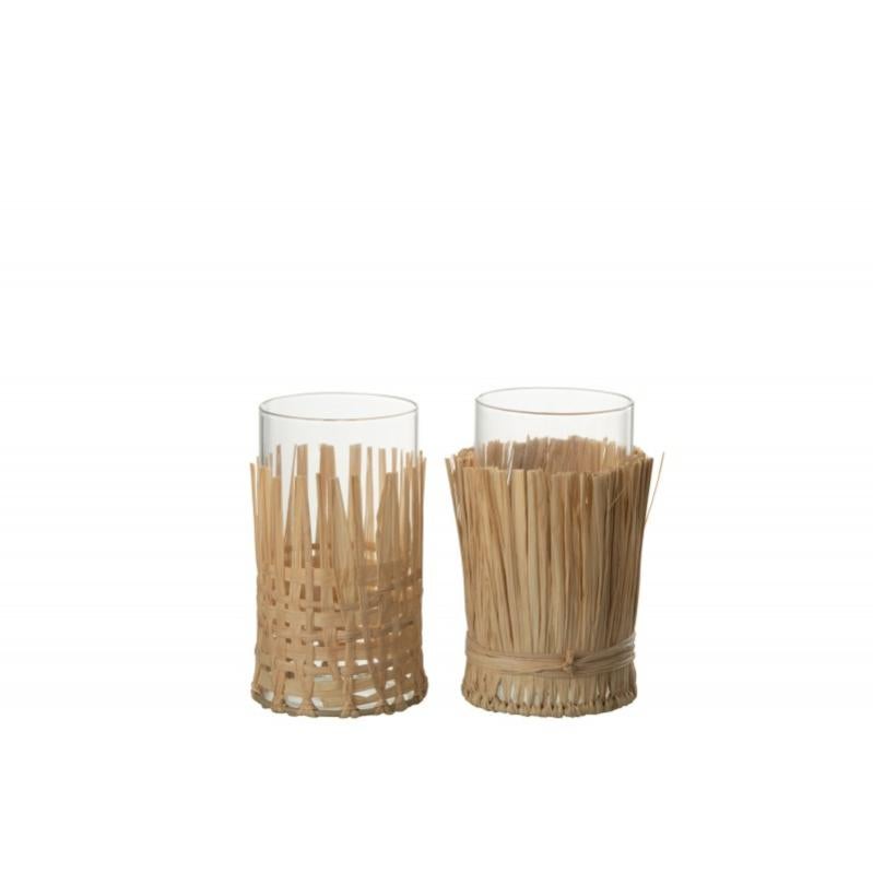Set de 2 vases avec raffia en verre multicouleur 9x9x15 cm Leroy Merlin