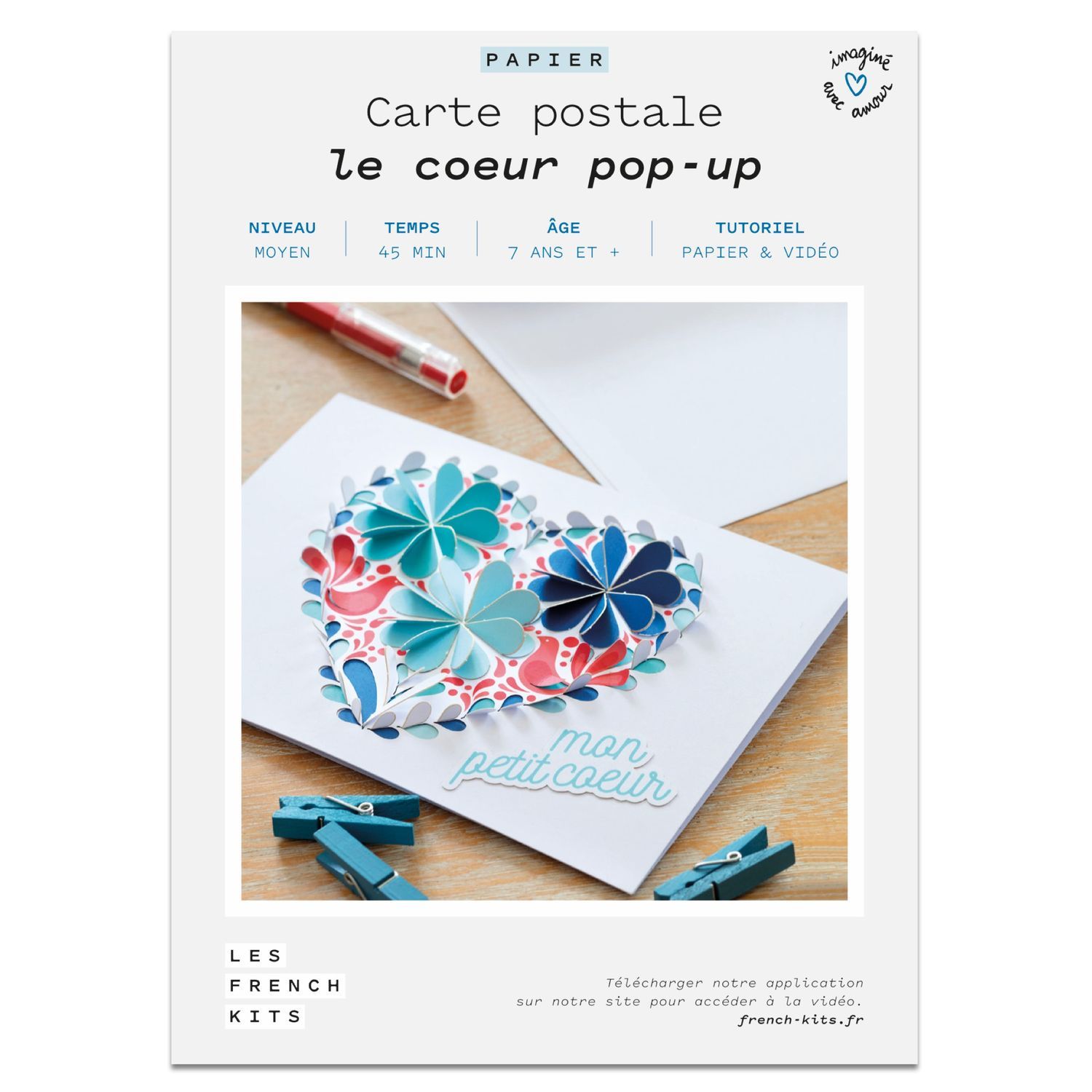 Coffret Scrapbooking Carte Postale Coeur popup French Kits