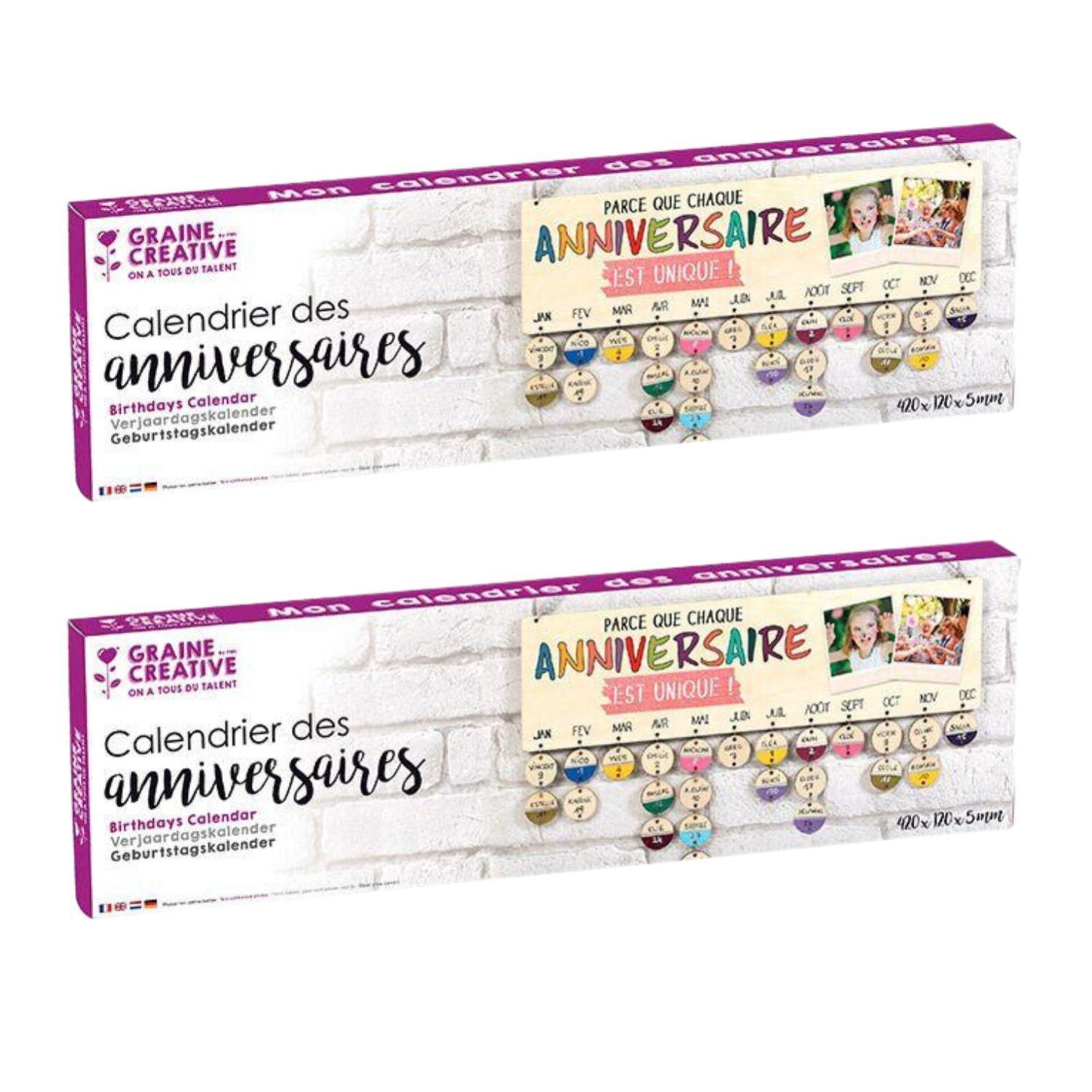 Calendrier Anniversaire Bois à Personnaliser - 42x12cm - 50 Ronds En Bois - Chaîne Incluse - Déco Murale DIY