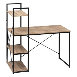 Bureau étagère en bois et métal noir - 84x45.5x142cm