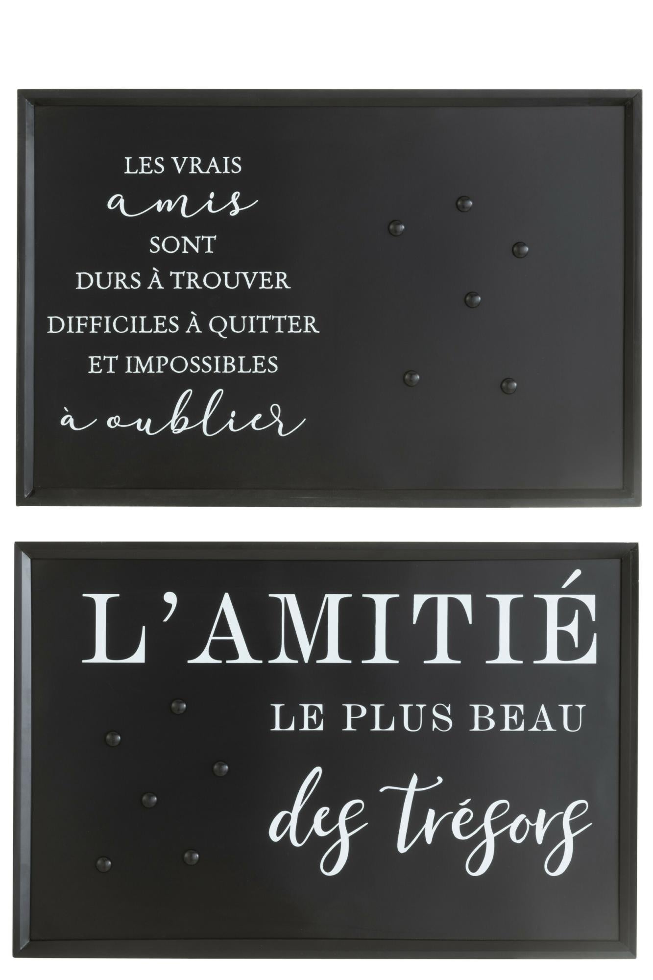 Pancarte Texte Francais Amitie Aimant Metal Noir Assortiment De 2 Leroy Merlin 