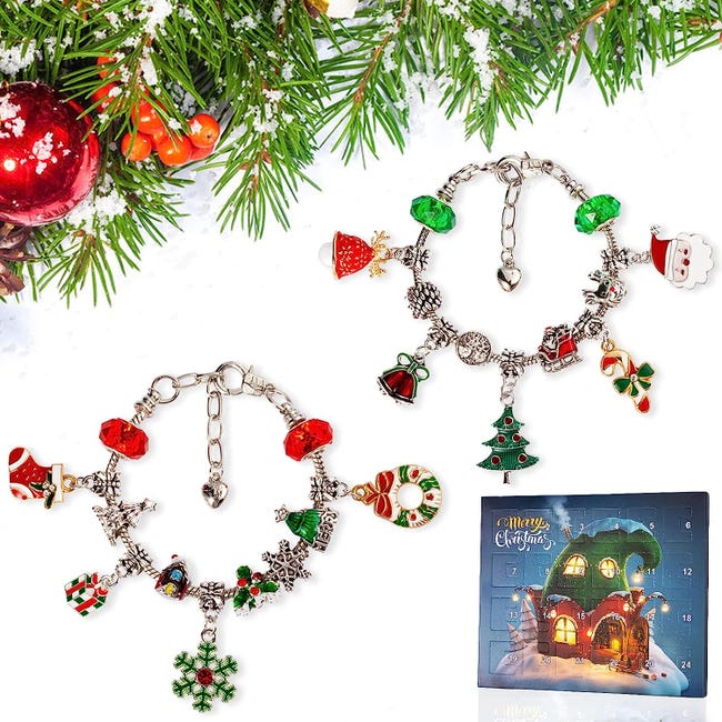 Calendrier de l'Avent Bijoux, Calendrier de l'avent Noël avec 24 Jours  Surprise Bricolage Breloques Bracelet Bijoux, Calendrier du Compte à  Rebours de