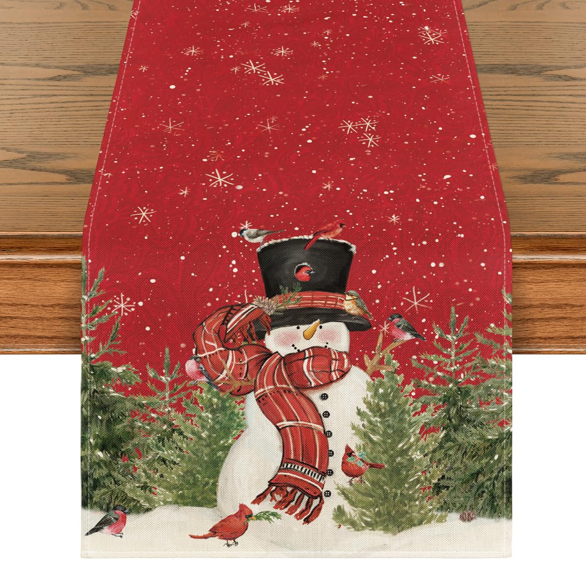 Camino de mesa navideño con muñeco de nieve, decoración navideña para mesa  de comedor y cocina, 13x72 pulgadas