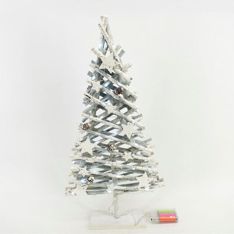 Árbol de navidad de madera 20 luces led 50 cm