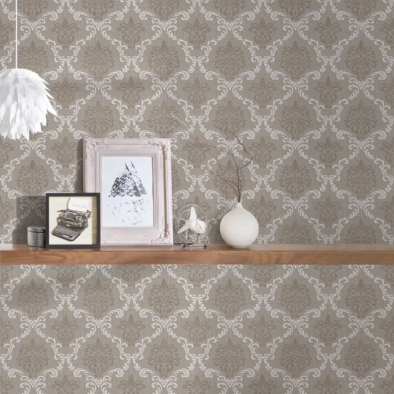 Papel pintado barroco decorativo moderno papel pintado gris y beige elegante papel pintado creativo con relieve realista