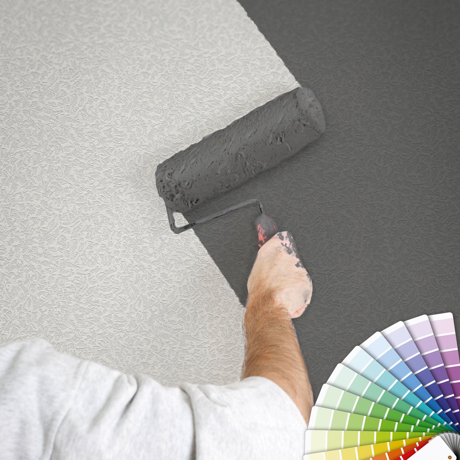Papel pintado original con relieve estilo gotelé papel pintado monocromo gris papel pintado pintable con textura granulada