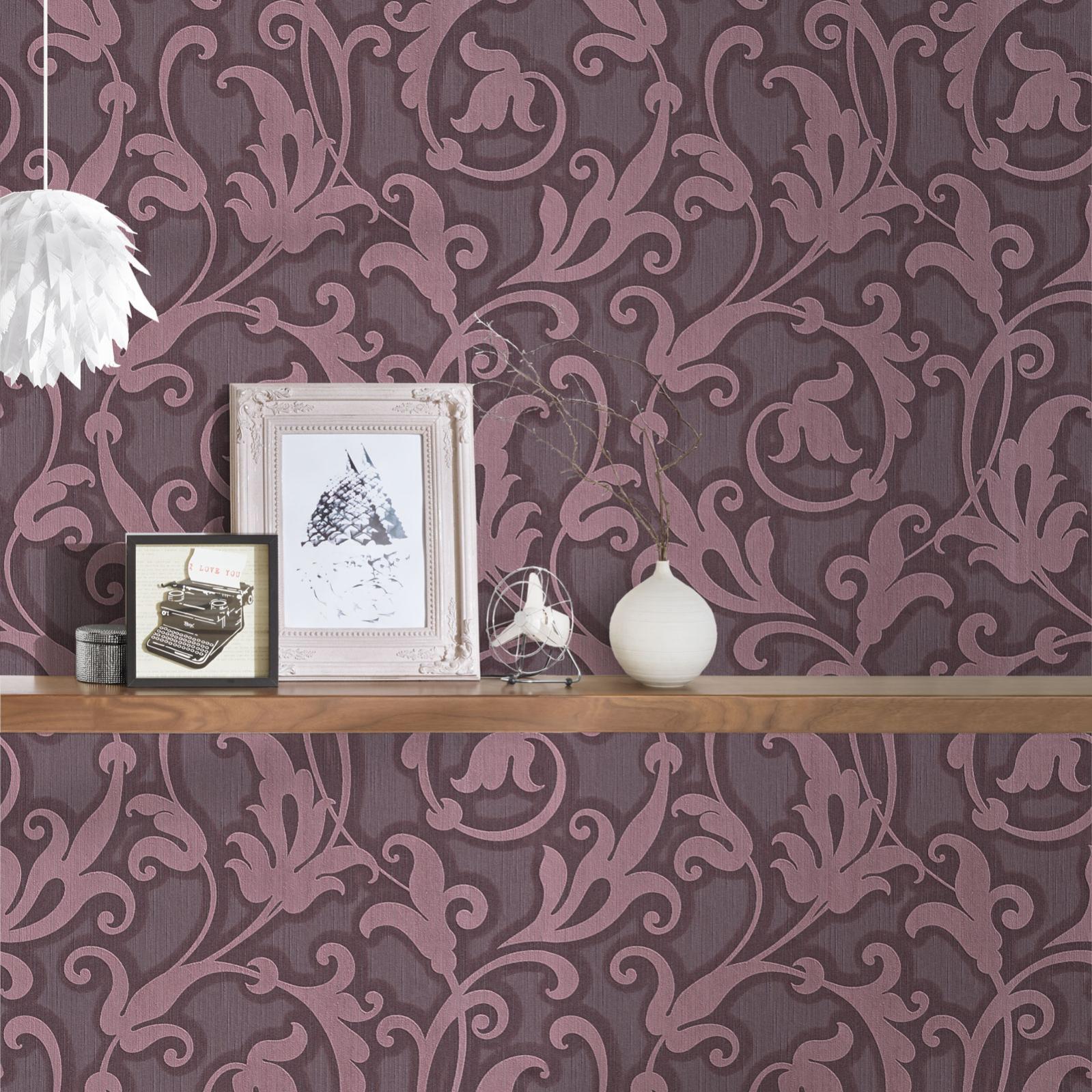 Papel pintado morado para interior elegante papel pintado barroco con estampado rosa papel pintado vintage moderno