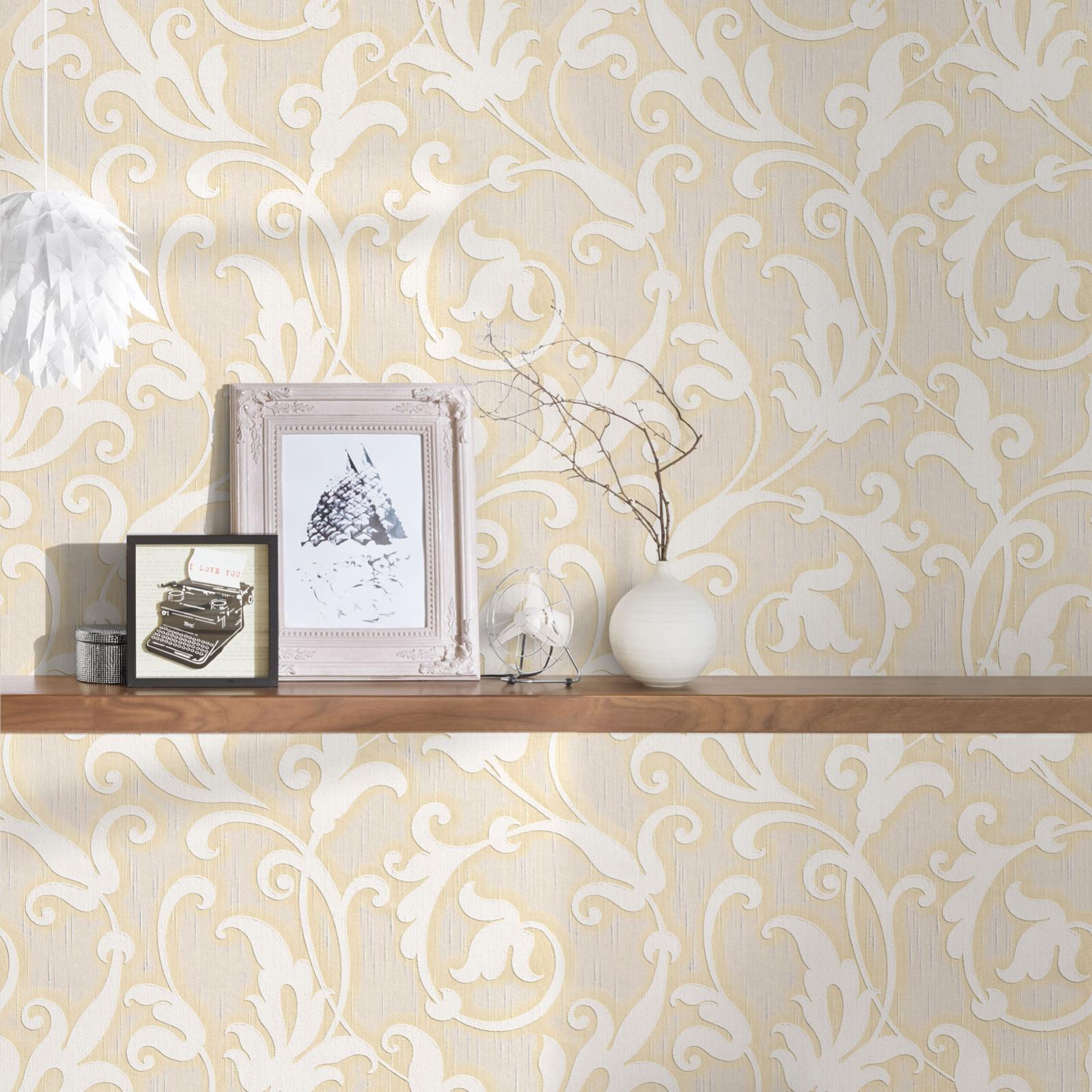 Papel pintado blanco con textura con estampado floral papel pintado decorativo dorado papel pintado moderno para sala de estar