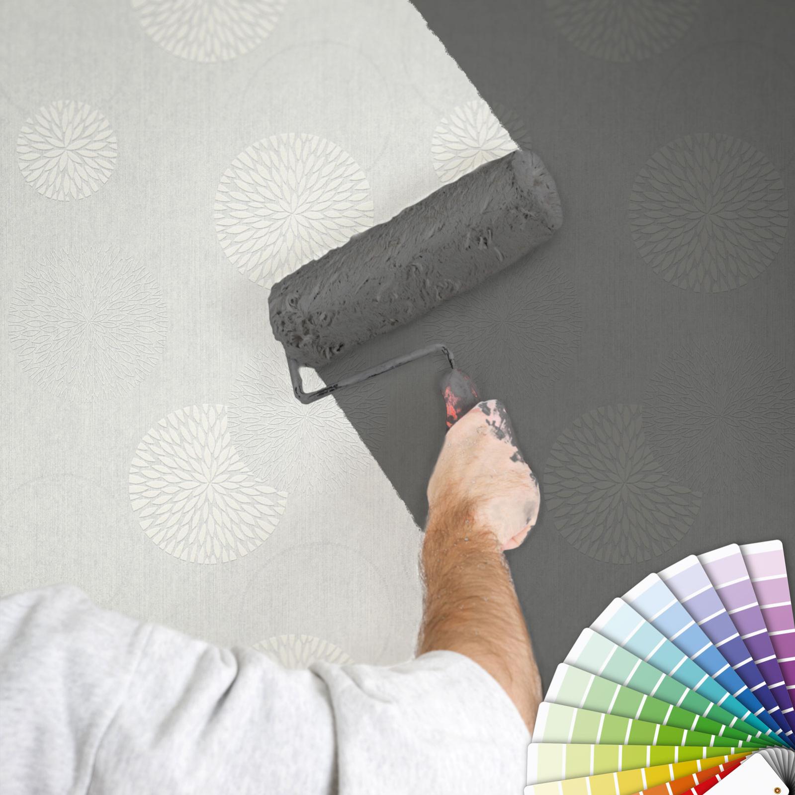 Papel pintado pintable beige, gris y blanco papel pintado con dibujo de flores modernas circulares papel pintado elegante y creativo