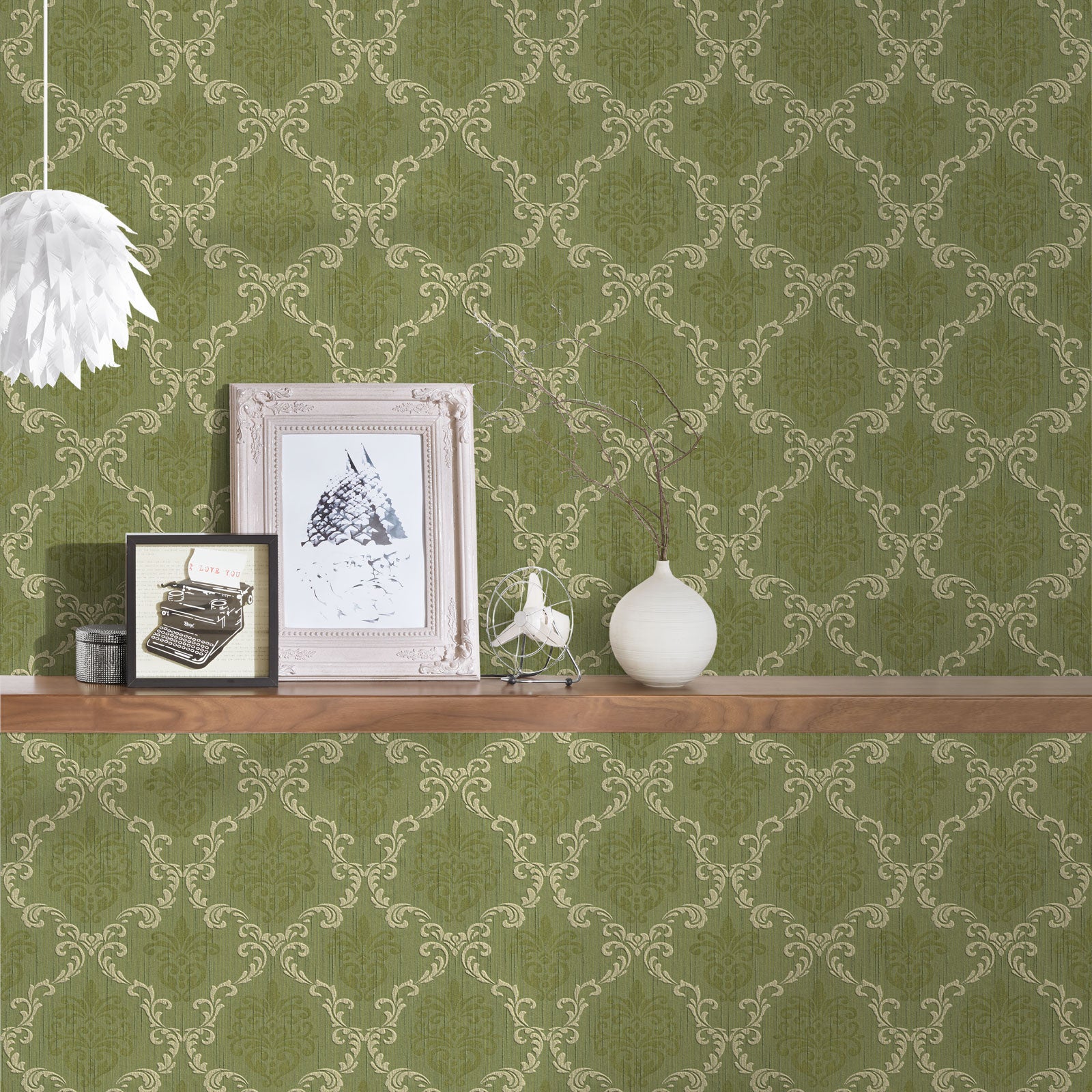 Papel pintado verde pistacho para interior elegante papel pintado barroco con dibujos florales papel pintado vintage con textura