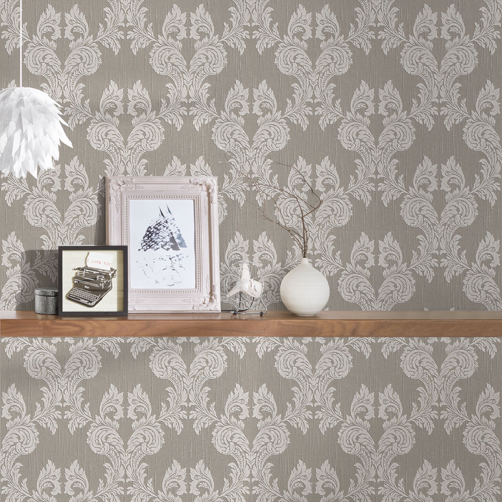 Papel pintado gris y blanco con estampado floral papel pintado moderno con textura papel pintado vinílico para interior moderno