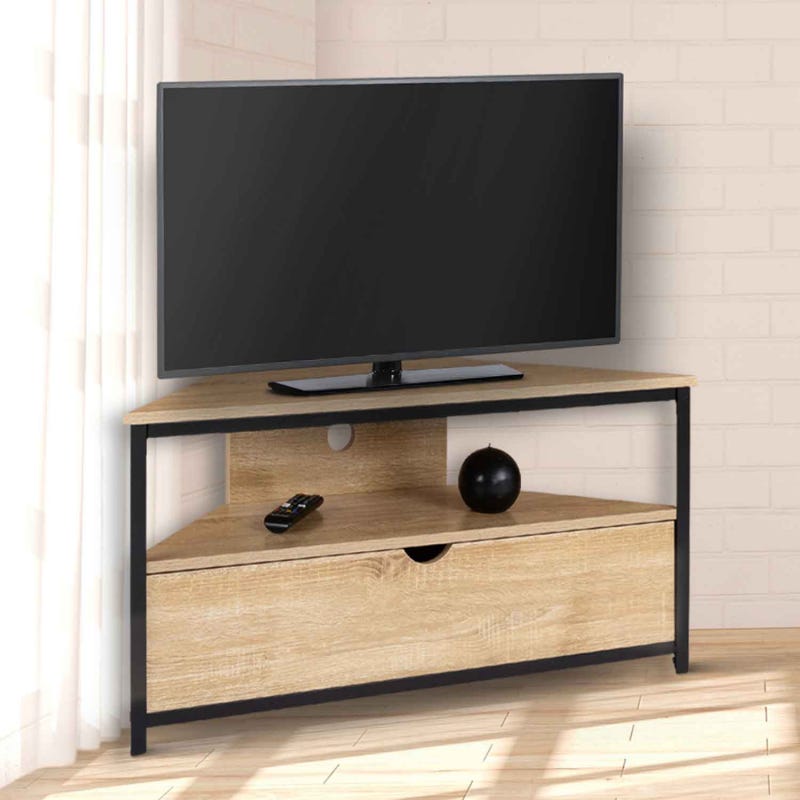 Meuble TV en métal de type industriel avec placard et tiroirs
